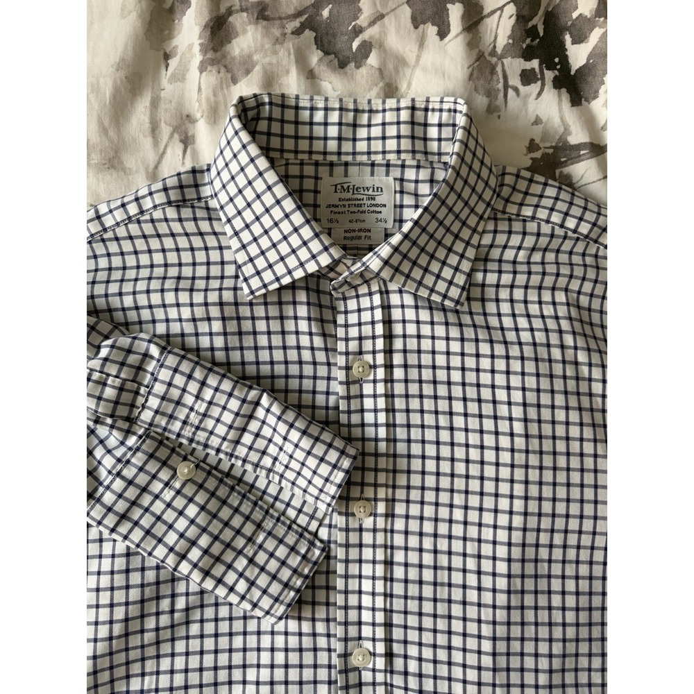 TM Lewin Non Iron Dress Shirt French Cuff Regular Fit Two Fold Cotton London EUC